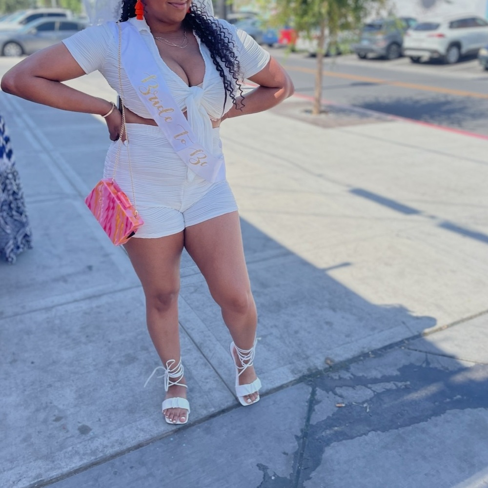 White Two piece Shorts Set